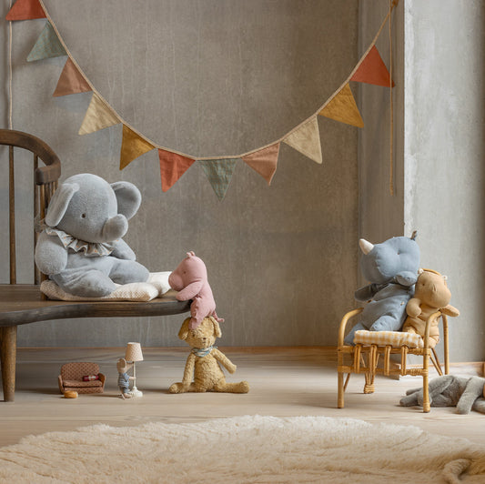 Maileg Plyselefant, Stor - Blå/grå