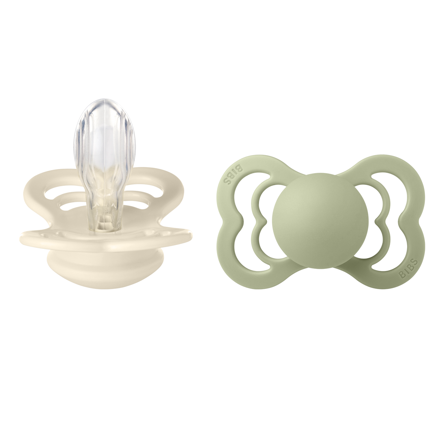 BIBS 2pk supreme silikone str.2, Ivory/sage