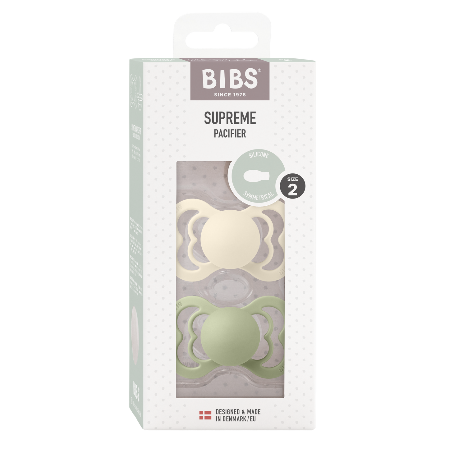 BIBS 2pk supreme silikone str.2, Ivory/sage