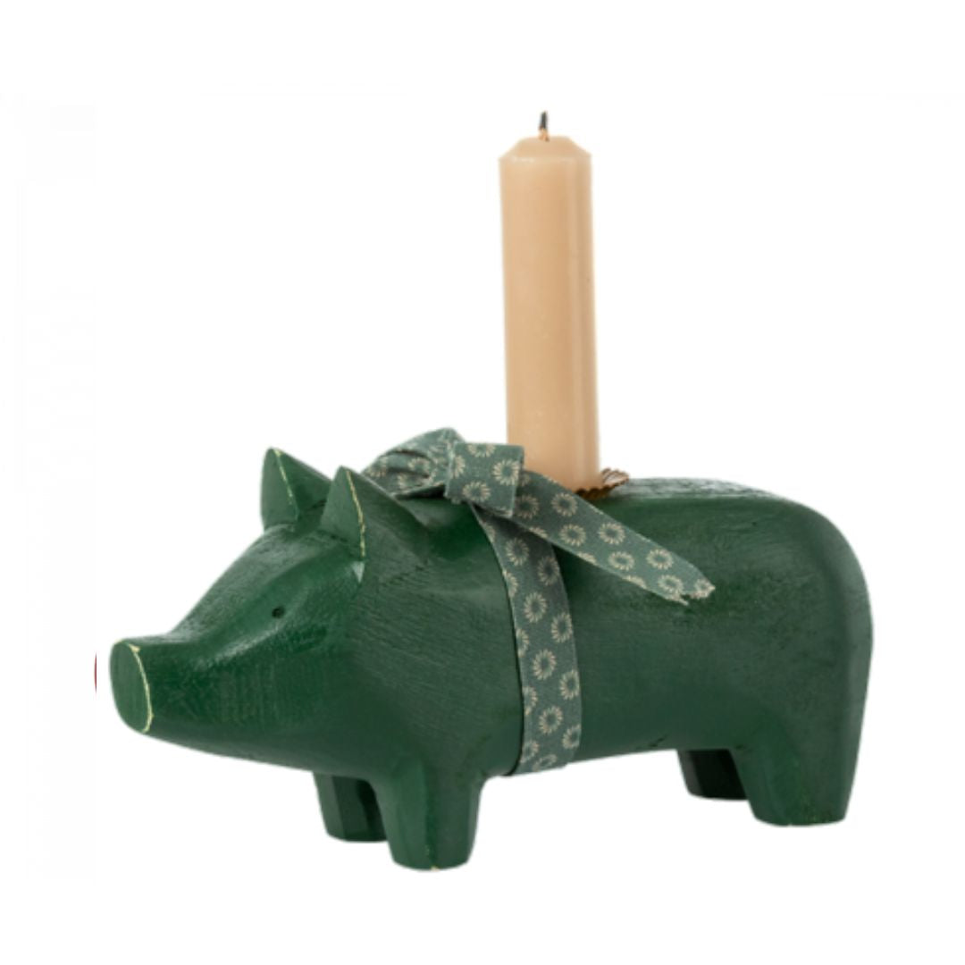 Maileg Gris lysestage, Medium - Mørk Grøn