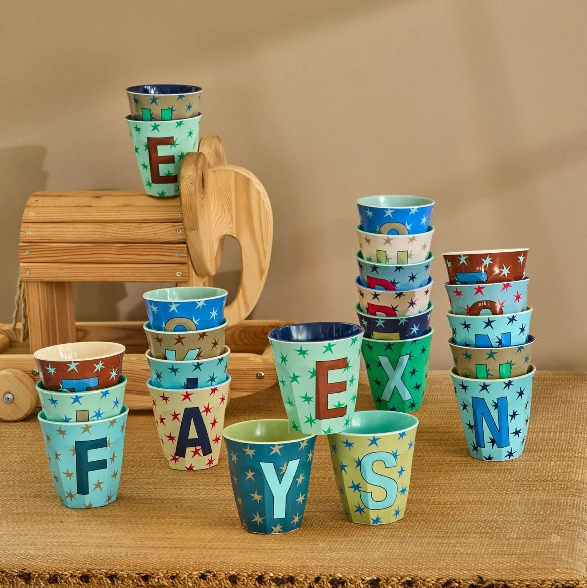 Rice Mellem Alfabetkop - Blue Stars - F