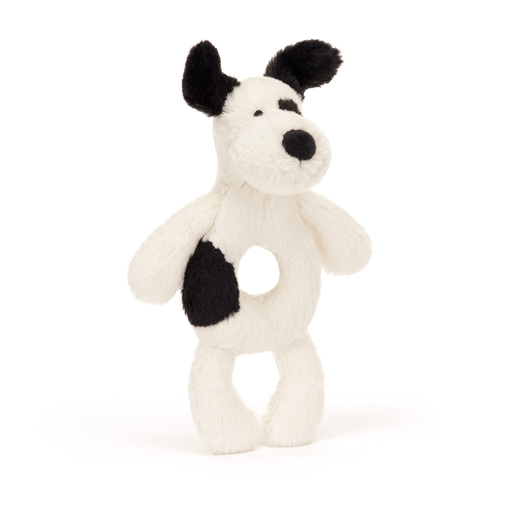 Baby Jellycat Bashful hund, sort/creme rangle