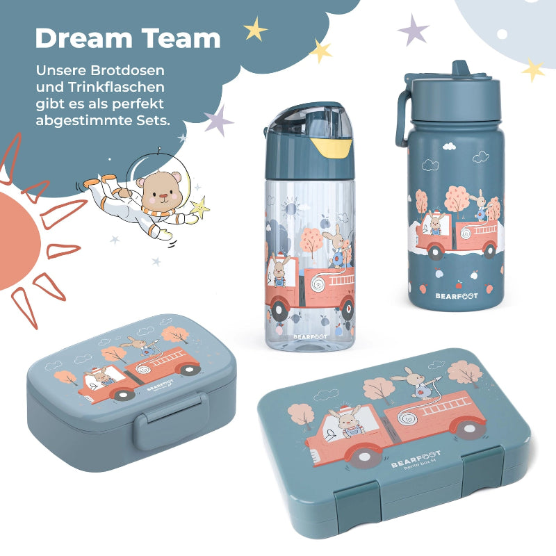 Hele brandbil serien med både termo og almindelig drikkedunk, samt snack og stor madkasse.