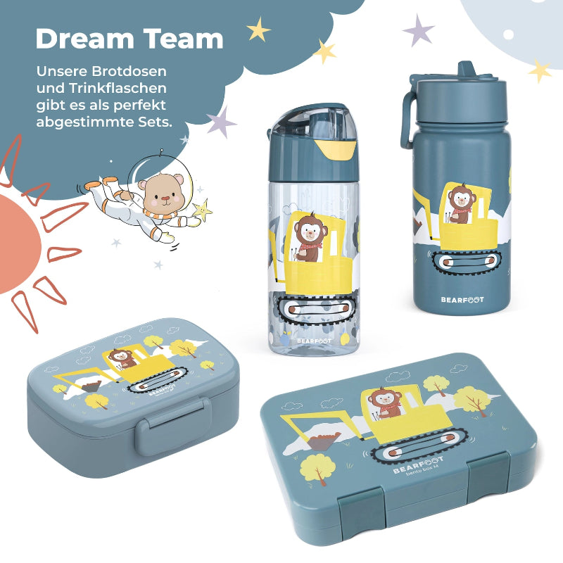 Hele gravko serien fra Bearfoot med både termo og almindelig drikkedunk, samt snack og stor madkasse.