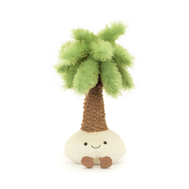 Bamse formet som en palme med lækre bløde og pjuskede blade. Bamsen har tyngde i bunden, så den kan kan stå selv.
