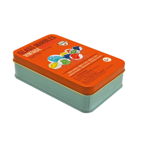 Æske med glas kugler.