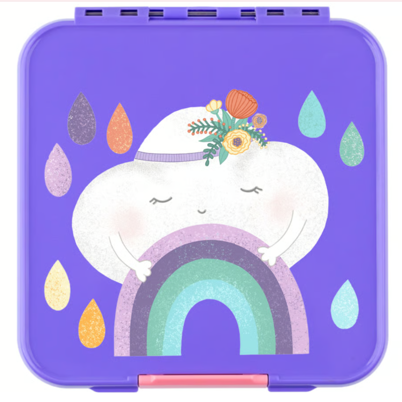 Klistermærke med regnbue.