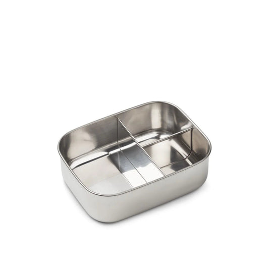 Stål madkasse med silikonelåg med bær på.