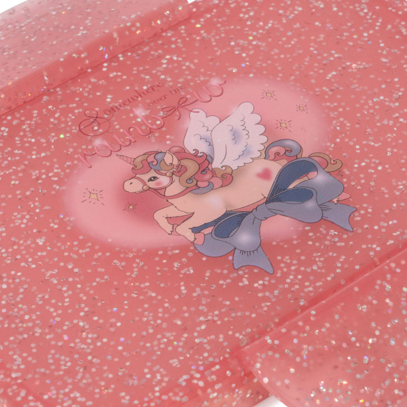 Glitter madkasse med enhjørning.