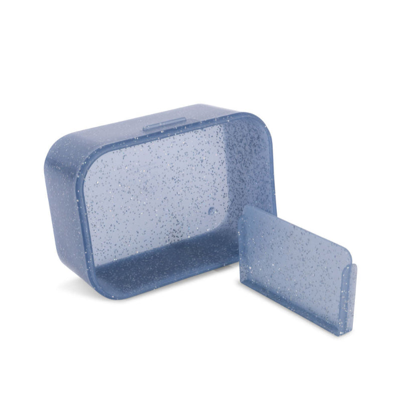 Madkasse med glitter og racerbil.