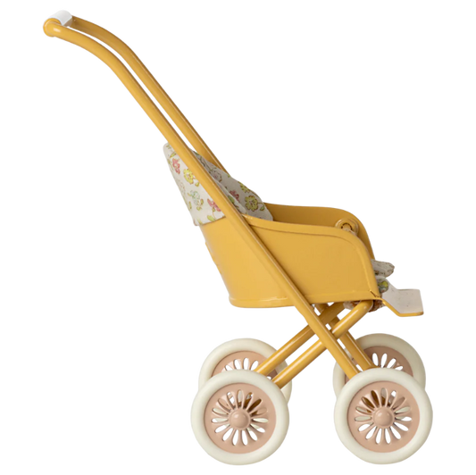 Gul klapvogn til Maileg kaniner og hare i størrelse Mikro.