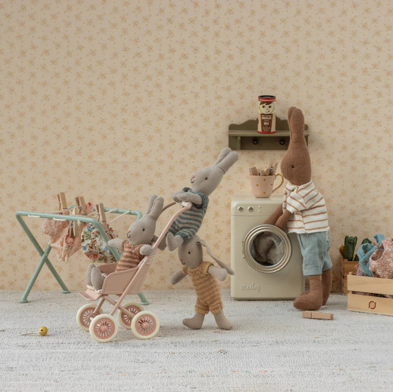 Klapvogn i pudderfarve til kaniner/hare i Mikro størrelse.