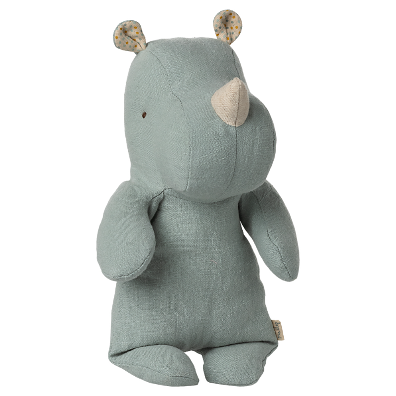 Lys støvet blå næsehorn bamse.