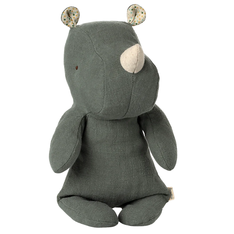 Næsehorn bamse med små prikker i ørerne.