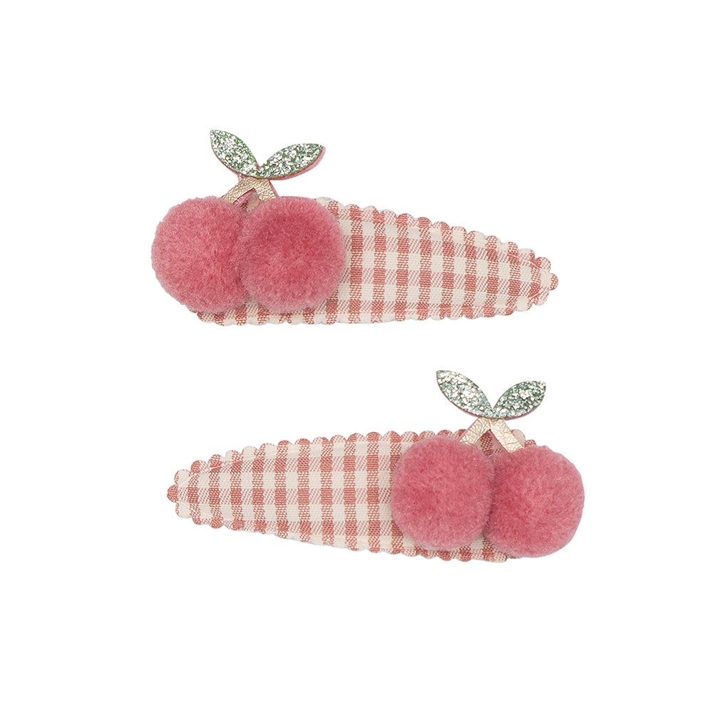 Mimi & Lula 2 hårspænder - Gingham Cherry