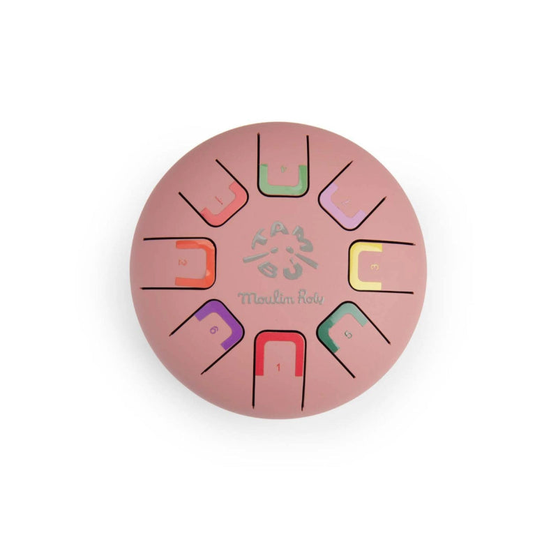 Lyserød tromme med otte toner.