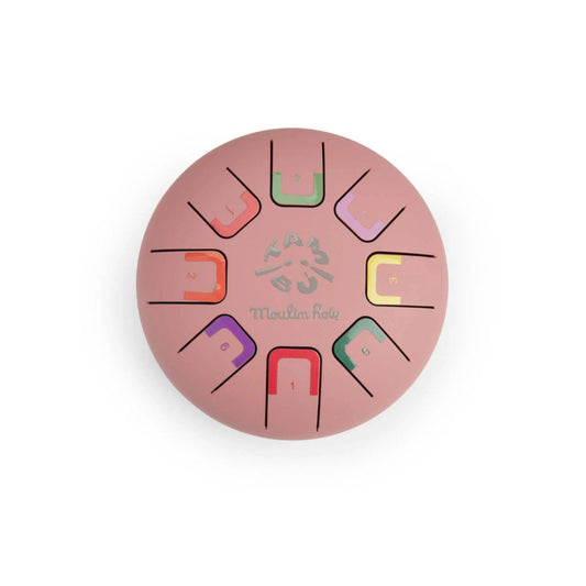 Lyserød tromme med otte toner.