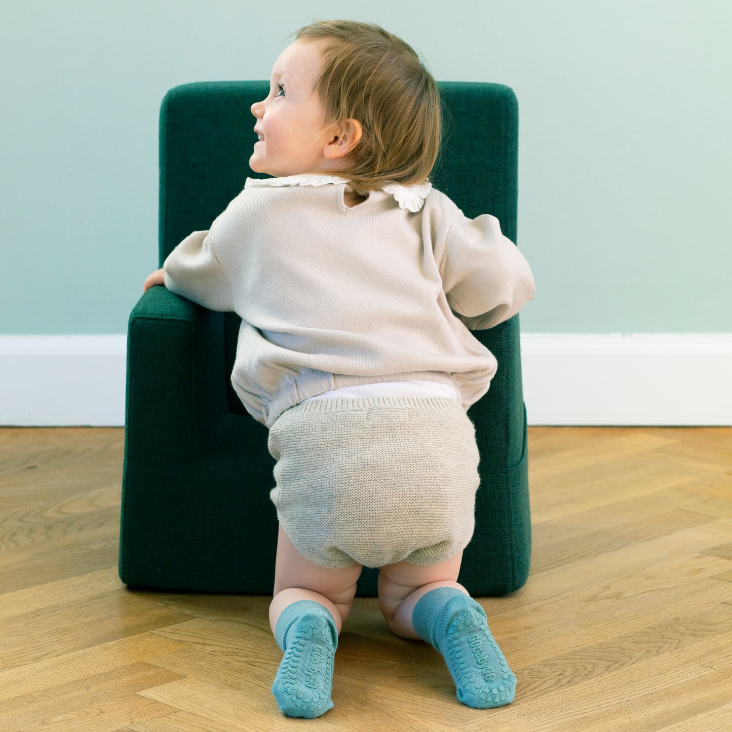 GoBabyGo Bambus non-slip sokker 1-2år - Dusty blue