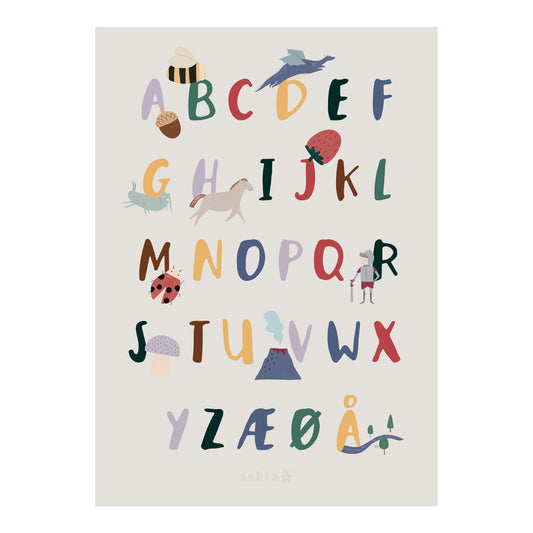 Sebra Plakat, alfabet A-Å Pixie/Dragon