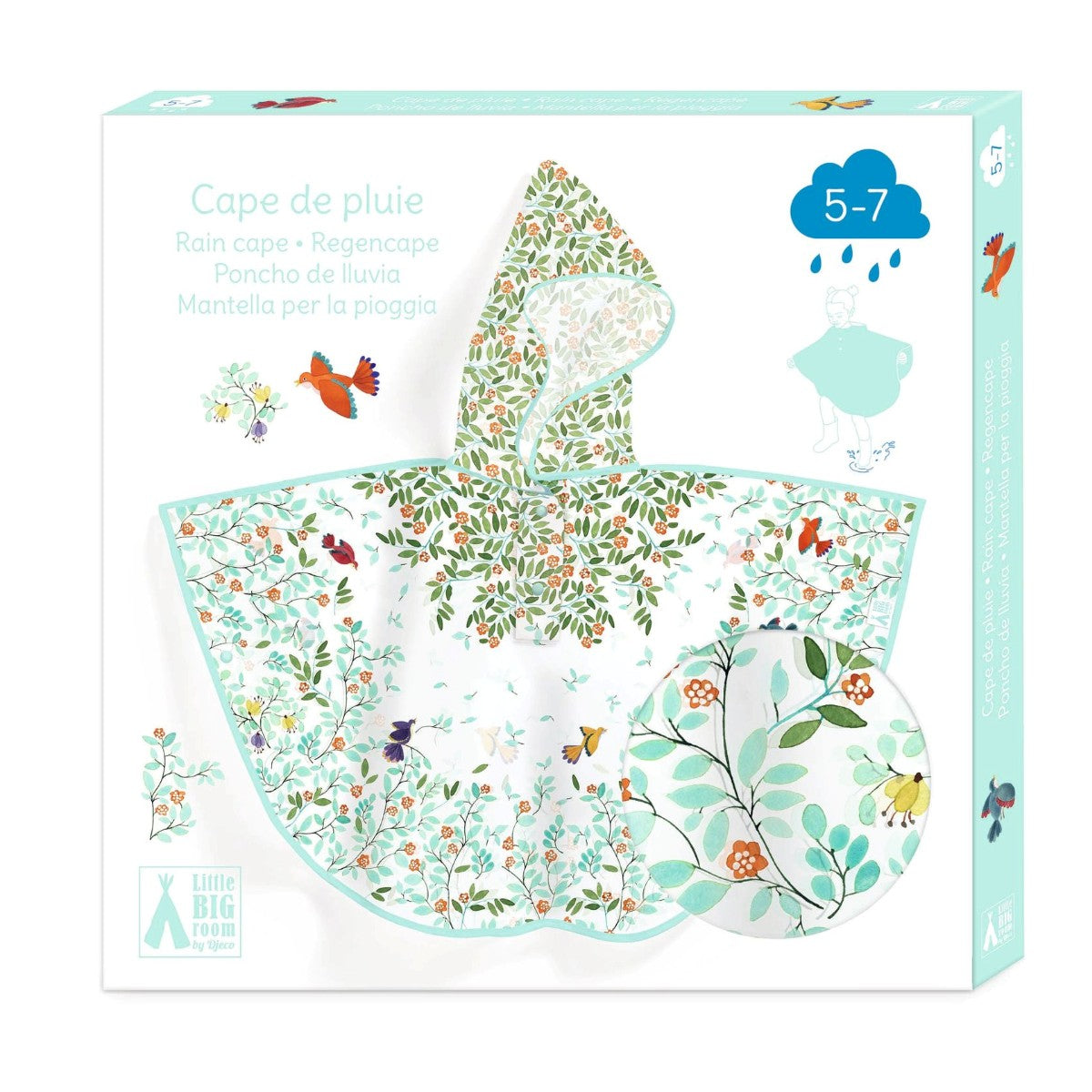 Djeco Regnkappe, Blomster 5-7 år