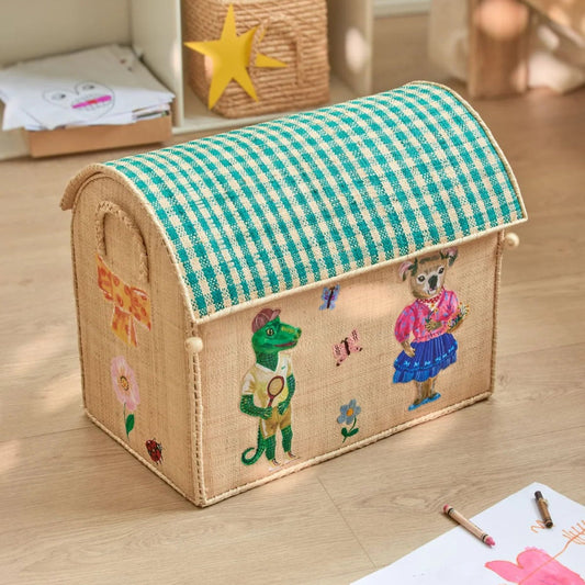 Opbevaringshus med sjove figurer.