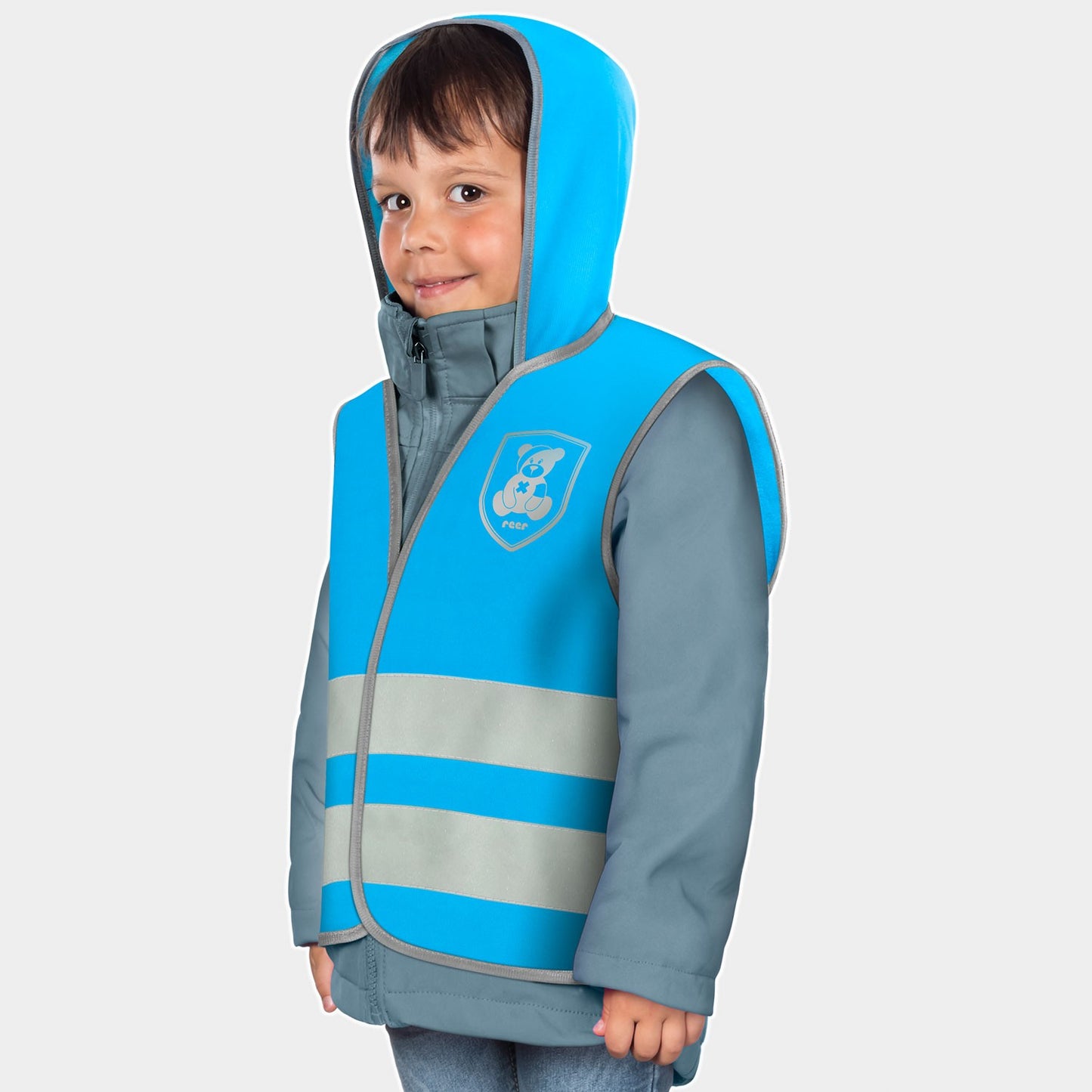 Reer Sikkerhedsvest m.hætte, blå