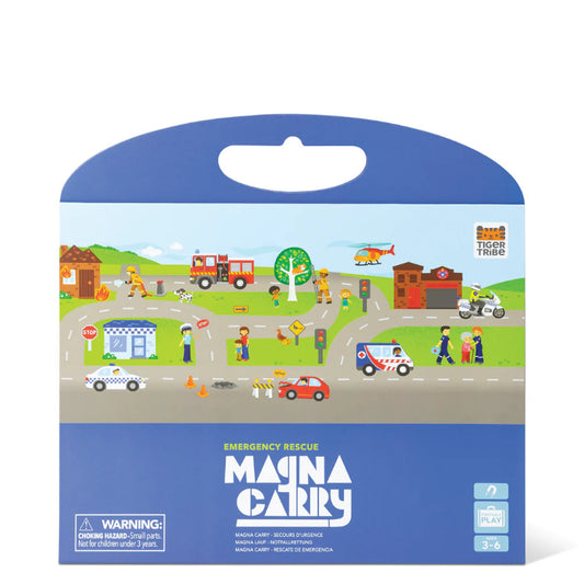 Magnetisk puslespil med udrykningsbiler.