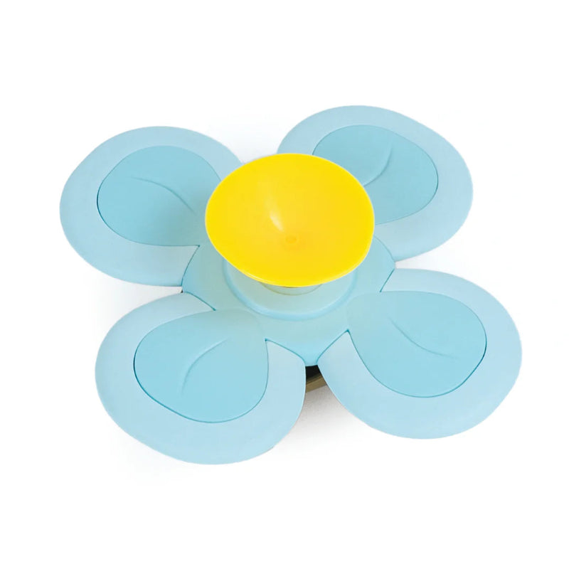 Blå spinner med bjørn og sugekop bagpå.