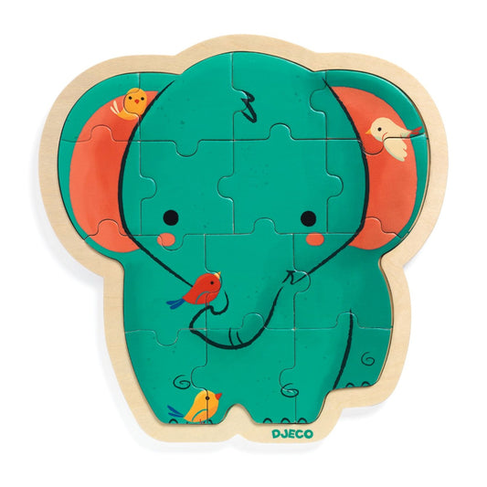Djeco Træpuslespil, Elefant 14 brikker