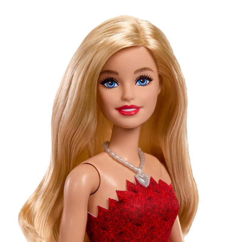 Barbie i rød kjole.