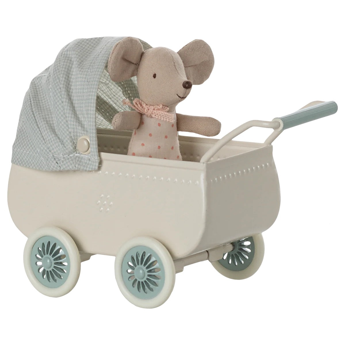 Maileg Barnevogn med baby mus - Mint