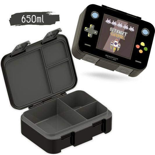 Sort madkasse med game play tema.