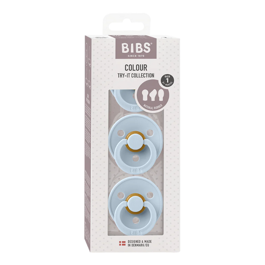 Prøvepakke med 3 sutter i forskellige former.