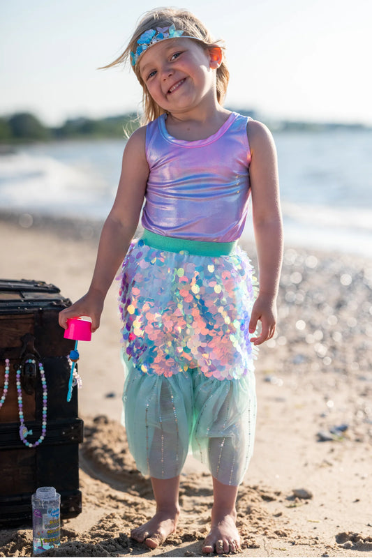 Great Pretenders Bling Bling Mermaid Skirt & Hairclip Set Mint, Str. 4-6 år