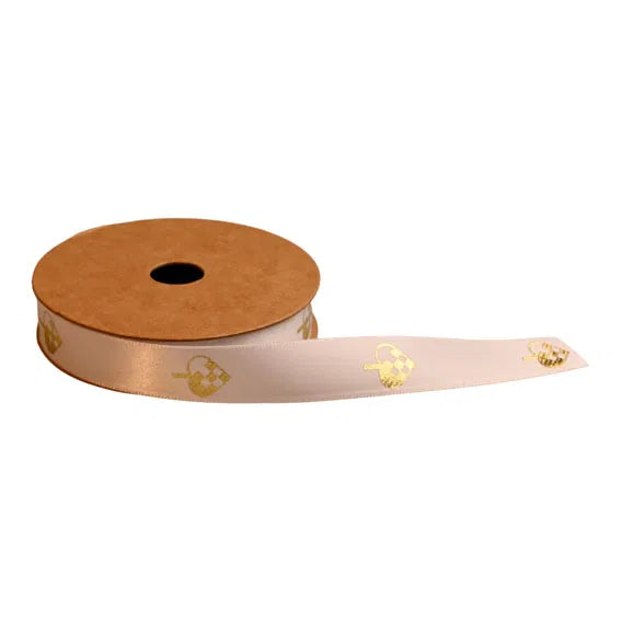 Det Gamle Apotek Gavebånd (1,5cm x 10m), Hvid med hjerter