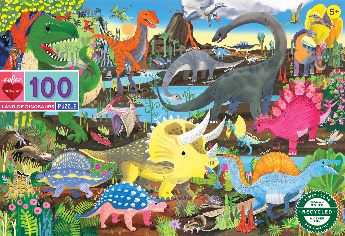 eeBoo - Puslespil 100 brk - Dinoland