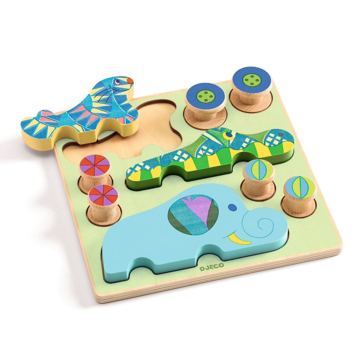 Puslespil med dyr, som kan rulle.