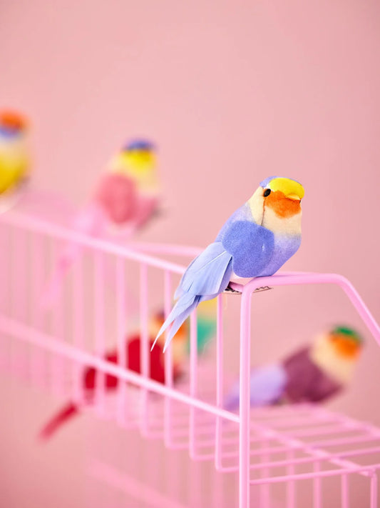 Rice Fugl Ornament med klips - Lys Blå