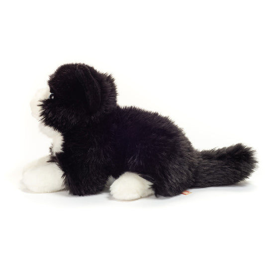 Teddy Hermann - Liggende kat sort-hvid 20 cm.