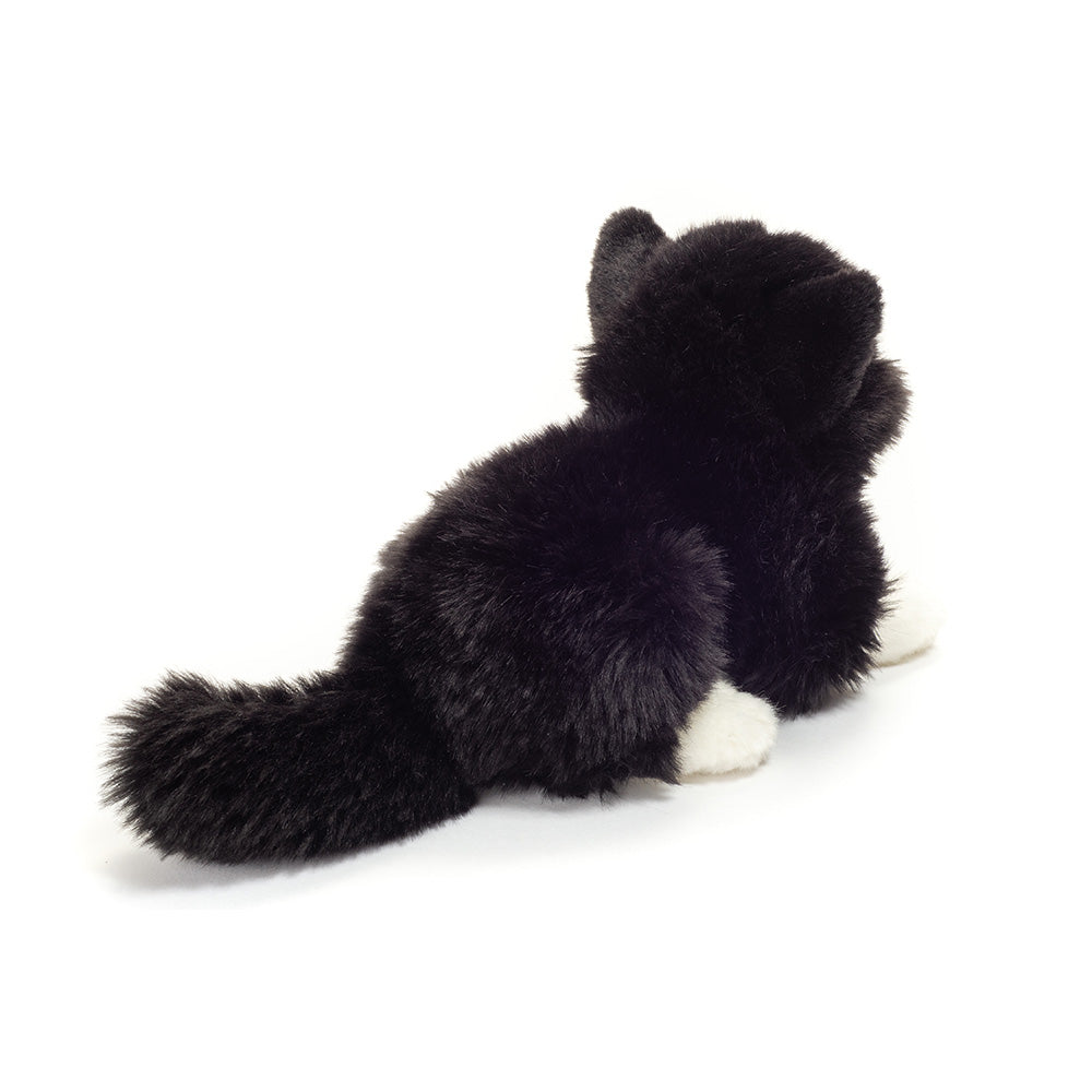 Teddy Hermann - Liggende kat sort-hvid 20 cm.