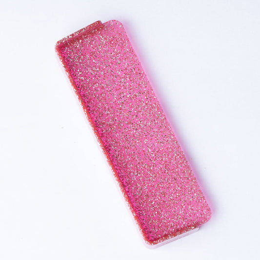 Lyserød glimmer skillevæg til madkasse.