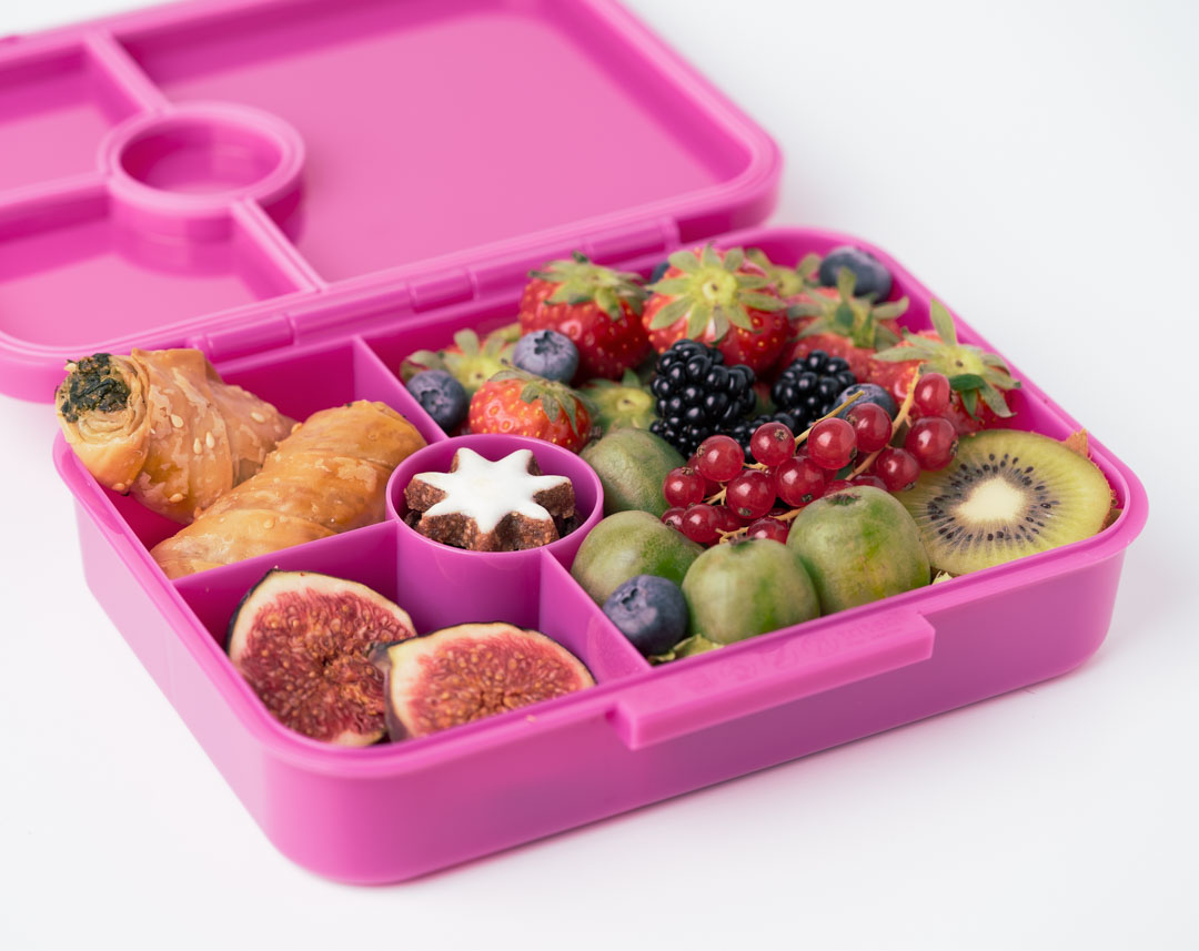 Lekkabox Classic - madkasse med 4 rum, Berry