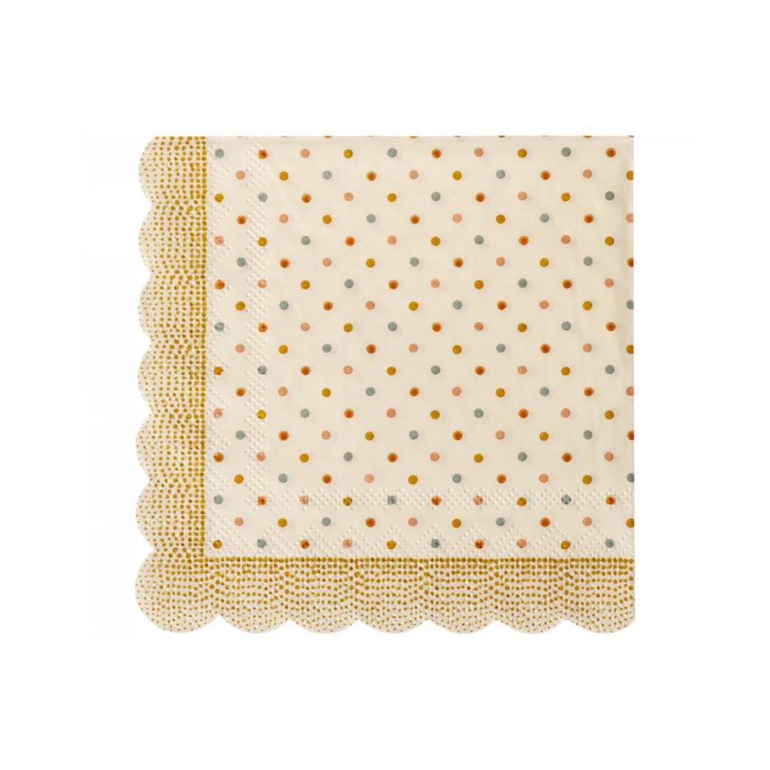 Maileg 20stk Servietter, Multi prikker - Okker