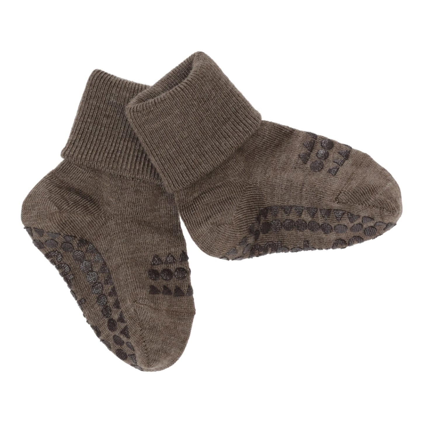 GoBabyGo Non-slip sokker i Merino Wool, 1-2y - Brown Melange