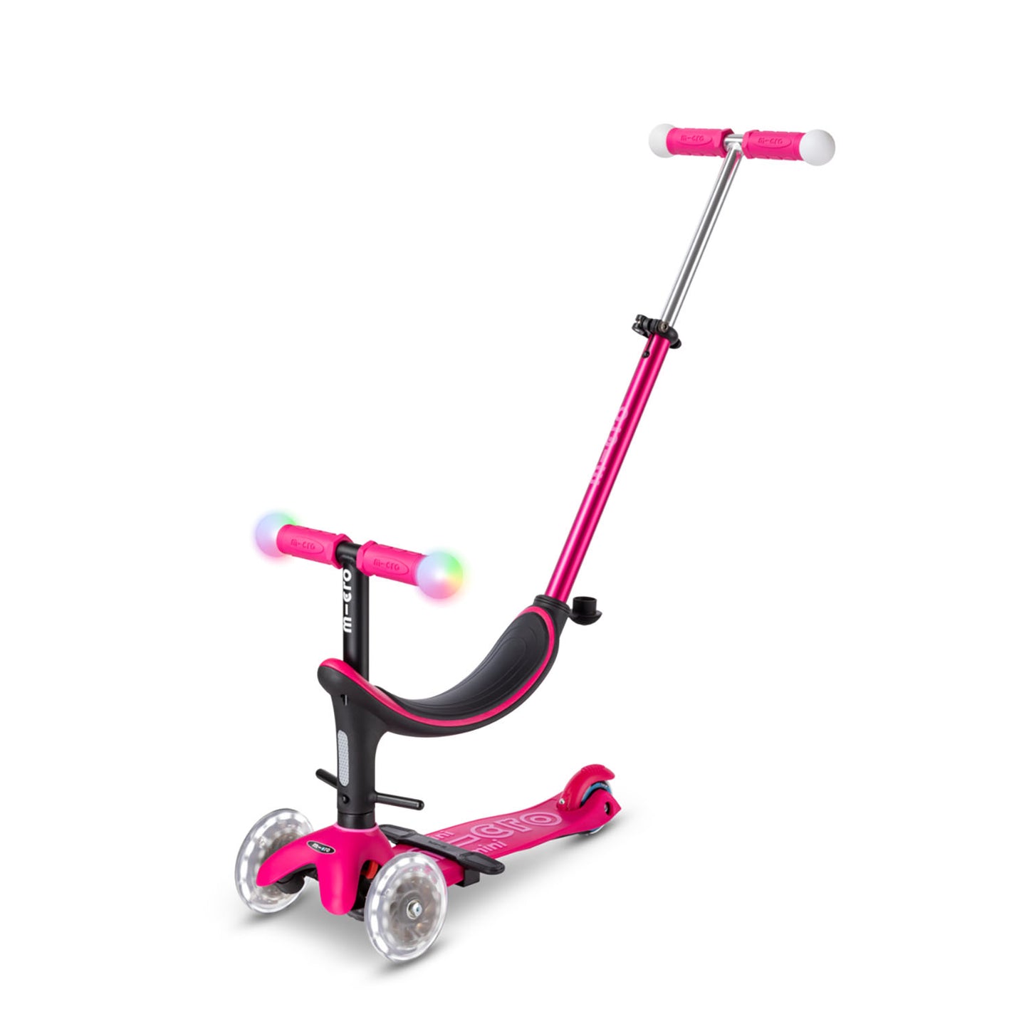 Micro - Løbehjul/Løbecykel Mini2grow Deluxe Magic LED - Pink