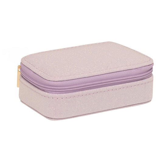 Mini smykkeskrin i lilla glimmer.