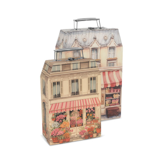 Kuffert med små butikker.