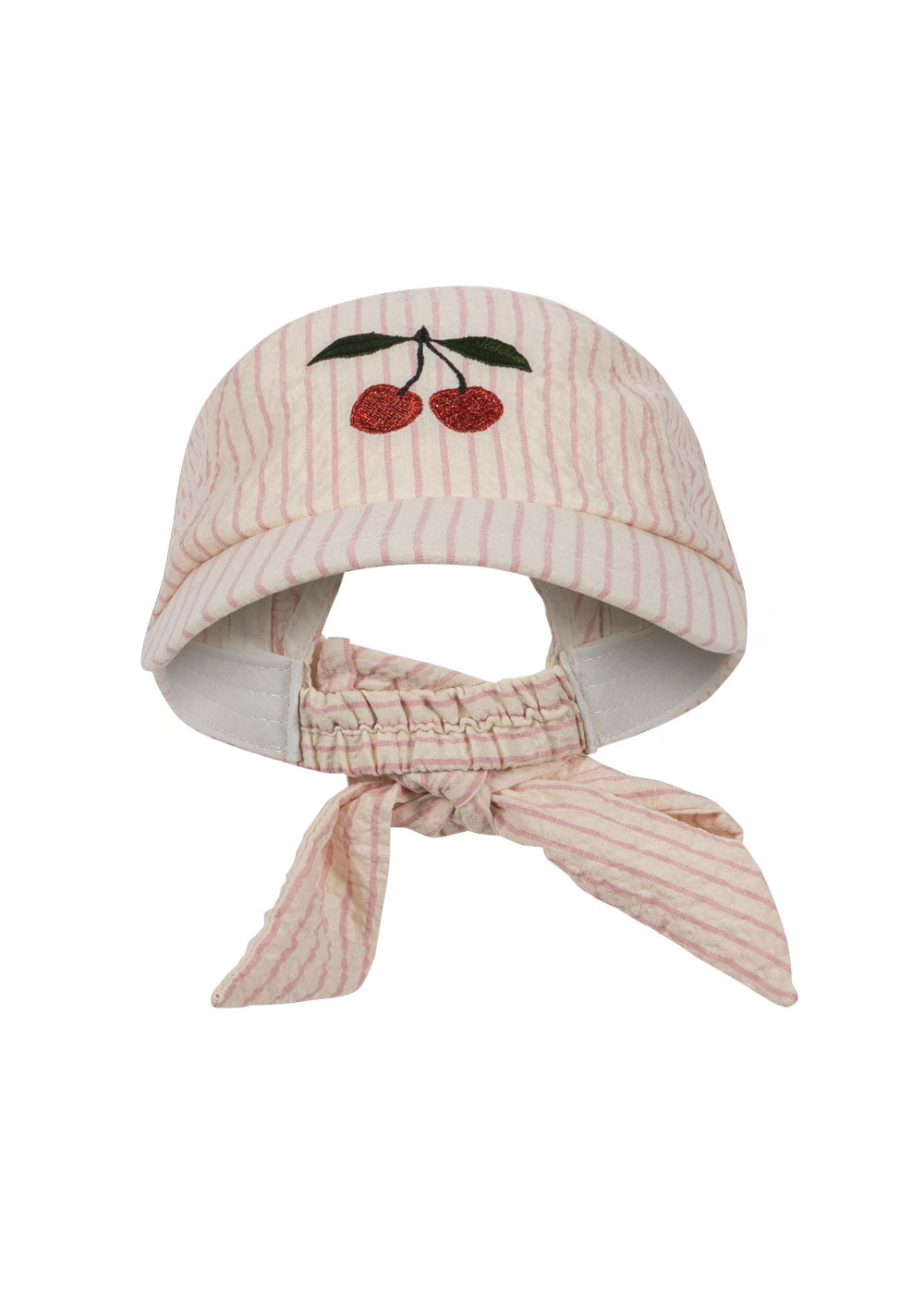 Konges Sløjd Ellie bow kasket, Peony stripe - 12-18mdr.