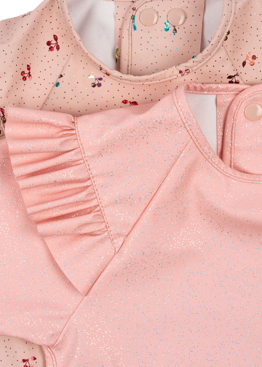 Konges Sløjd 2pk spisesmæk med lange ærmer, Cherry sparkle