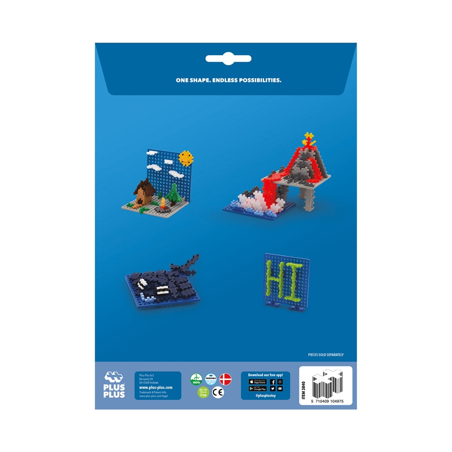 Byggeplader i blå og grå.